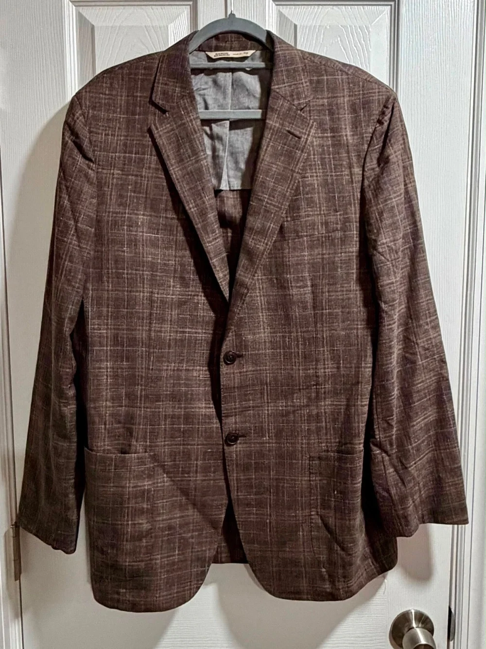 Men's Brown Plaid Sport Coat - Classic Two-Button Blazer